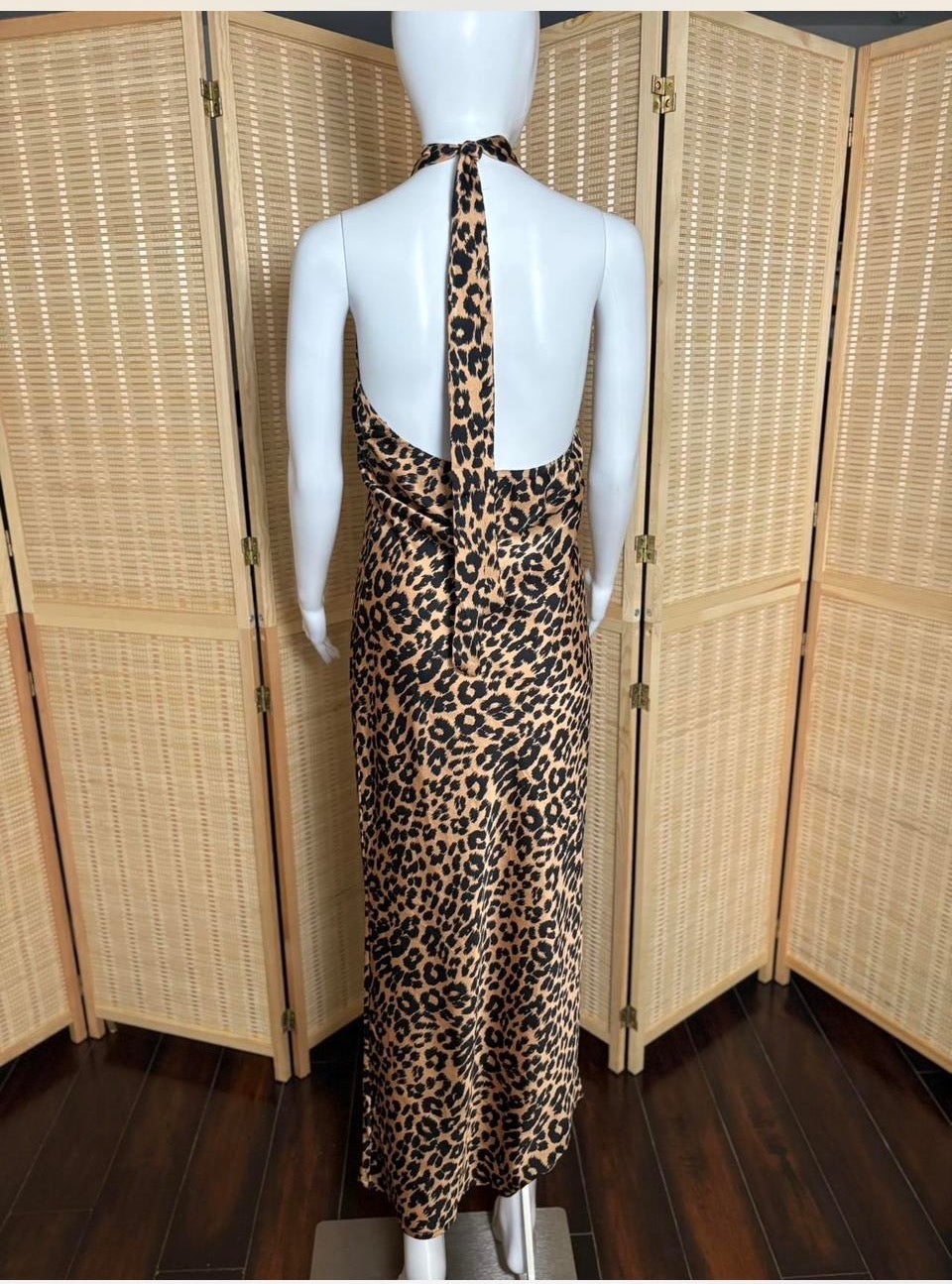 Petal & Pup Leopard Halter Maxi Dress Size 8