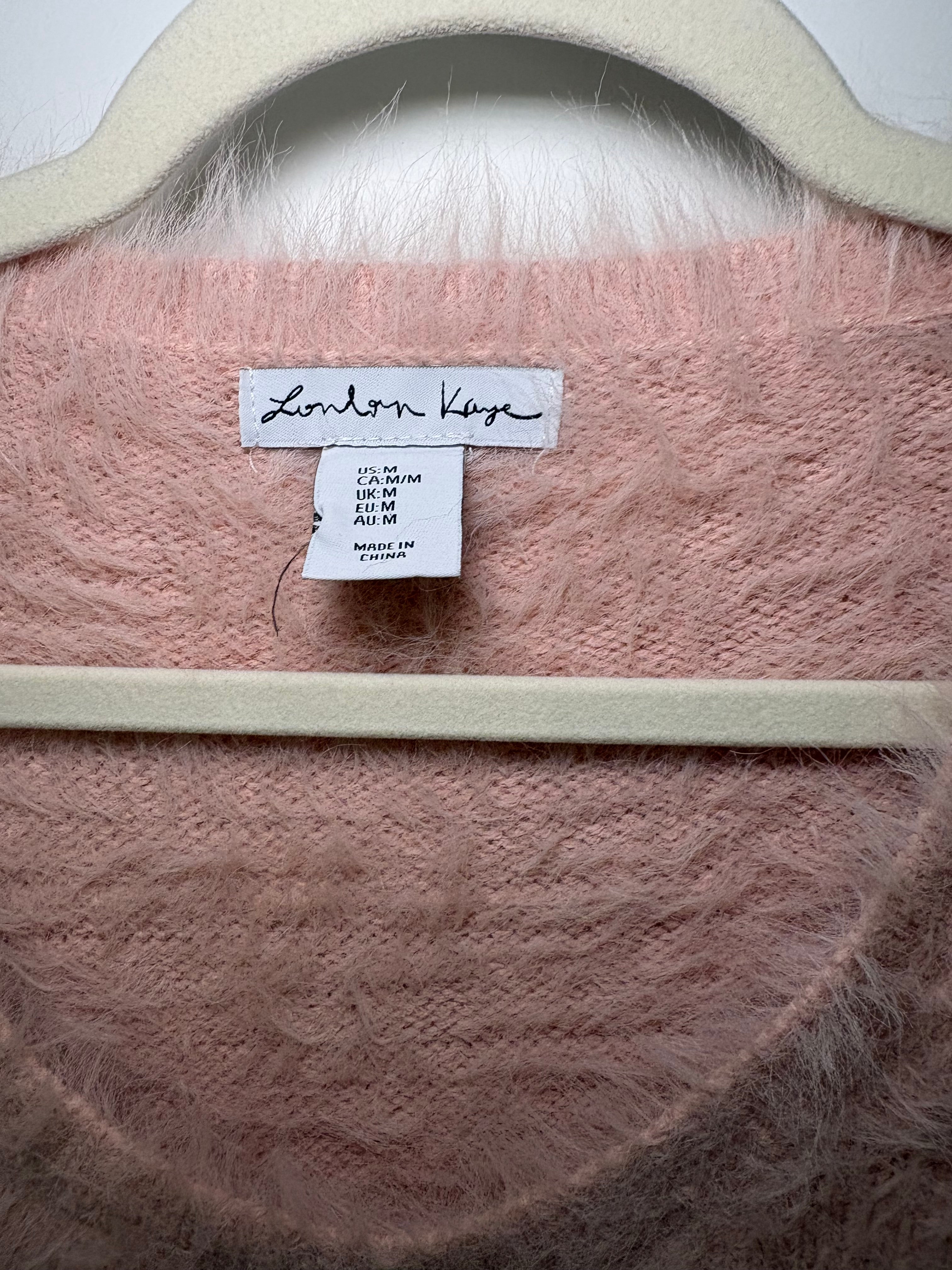 London Kaye Medium Cozy Fuzzy Scoop Neck Sweater in Blush