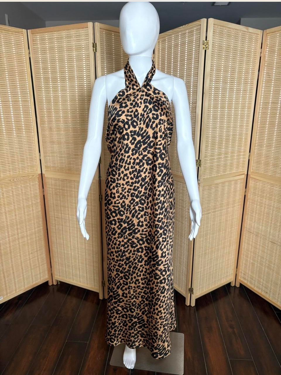Petal & Pup Leopard Halter Maxi Dress Size 8
