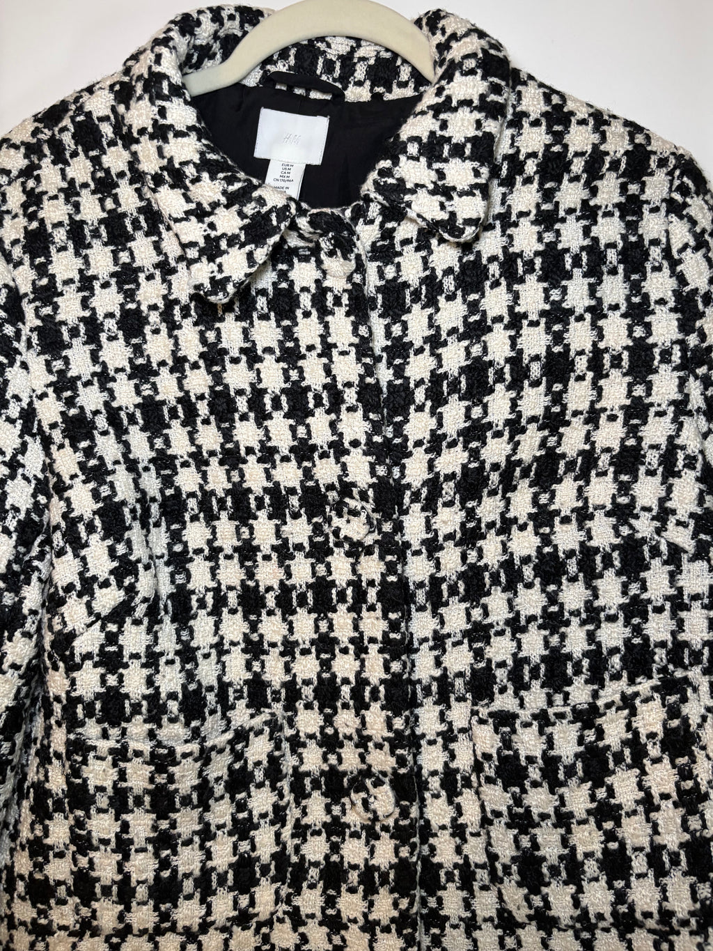 H&M Black & White Houndstooth Cropped Blazer & Shorts Set
