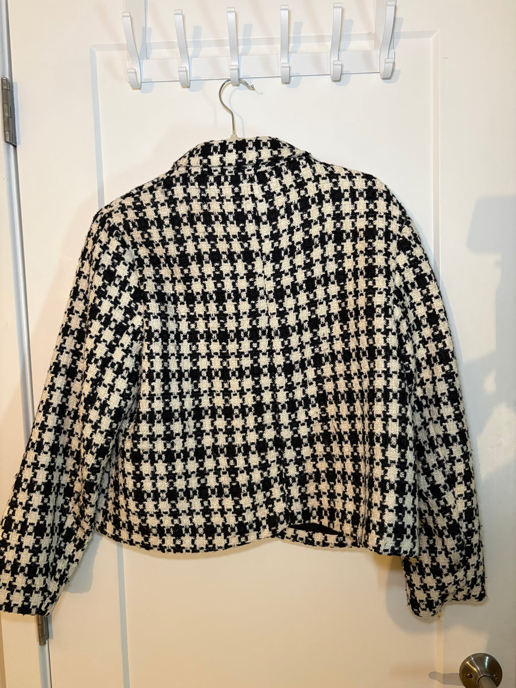 H&M Black & White Houndstooth Cropped Blazer & Shorts Set