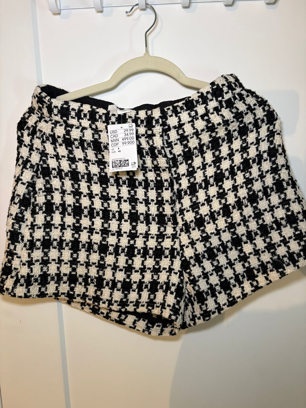 H&M Black & White Houndstooth Cropped Blazer & Shorts Set