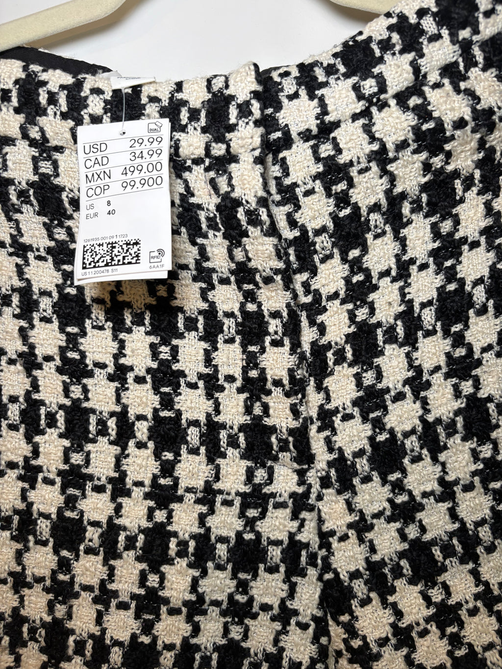 H&M Black & White Houndstooth Cropped Blazer & Shorts Set