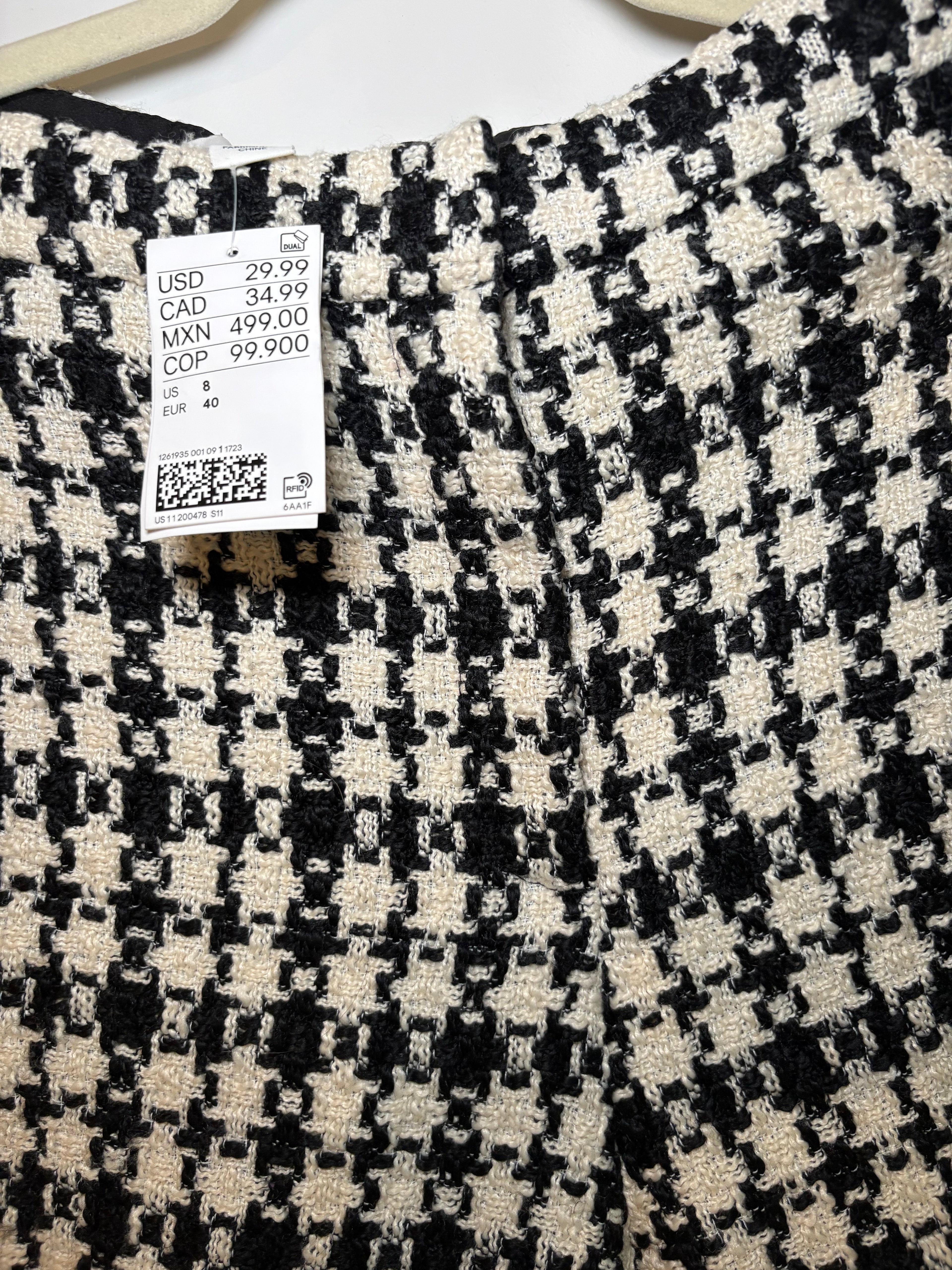 H&M Black & White Houndstooth Cropped Blazer & Shorts Set